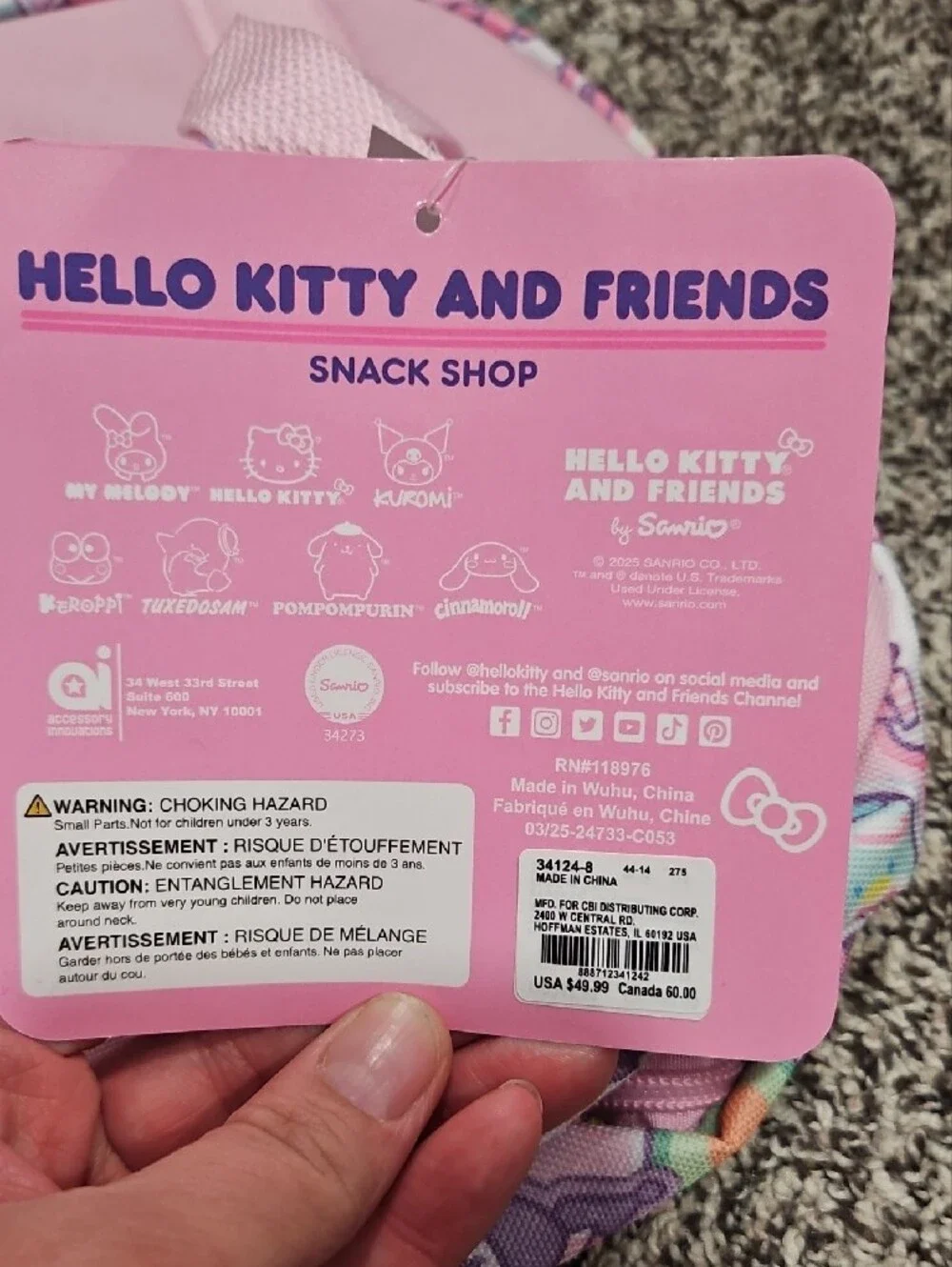 Hello Kitty Pastel Pink Kids Backpack with Character Snacks Print